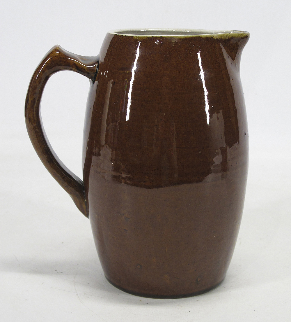 Vintage Hull Pottery Inspired Brown Salt Glazed Stoneware Water Pitcher