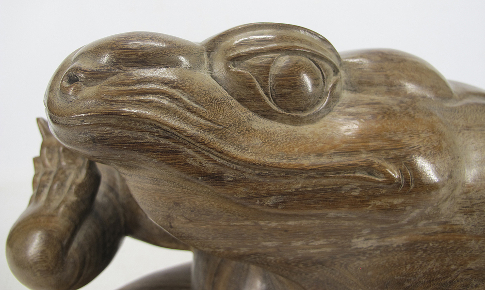 HEAVY! HUGE Dancing Frog Sculpture Indonesian Bali Bailnese Wood Carved